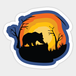 bear sunset silhouette Sticker